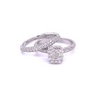 14K White gold 2/1ctw Diamond Pave Wedding Set with 1/2ct Emerald Center