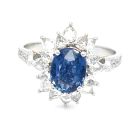18K White Gold Diamond Ring with 0.80ctw Diamonds and 1.49ctw Sapphire