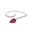 18K White Gold .38 CT Ruby Fashion Ring with .16 CT Diamond Accents
