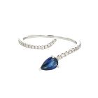18K White Gold 0.34 CT Sapphire Fashion ring With 0.16 CT Diamond Accents