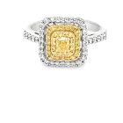 18K White Gold Yellow Cushion 0.79ctw Diamond Ring