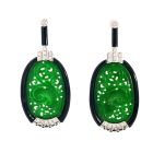 14K White Gold Black Onyx 5/8ctw Diamond Jade Earrings