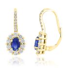 18K Yellow Gold Earrings with 0.92ctw Diamonds and 0.88ctw Sapphires