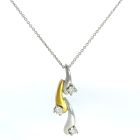 18K White and Yellow Gold 1/4ctw Diamond Drop Pendant
