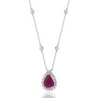 18K White Gold Necklace with 0.30ctw Diamonds and 1.03ctw Rubies