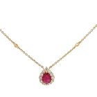 18K Yellow Gold Necklace with 0.68ctw Diamonds and 1.06ctw Rubies