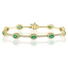 14K Yellow Gold Bracelet with 1.37ctw Diamonds and 2.01ctw Emeralds