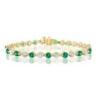 14K Yellow Gold Bracelet with 2.88ctw Diamonds and 2.05ctw Emeralds