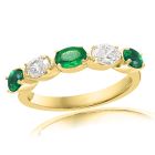 14K Yellow Gold Ring with 0.40ctw Diamonds and 0.66ctw Emeralds