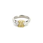 950 Platinum Ring with 0.59ctw Diamonds and 1.50ctw Fancy Intense Yellow Diamond