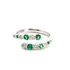 18K White Gold Ring with 0.38ctw Diamonds and 0.43ctw Emeralds