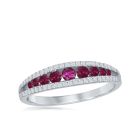 18K White Gold Ring with 0.16ctw Diamonds and 0.41ctw Rubies