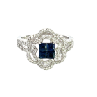 18K White Gold 0.48ctw Blue Sapphire and 0.50ctw Diamond Ring