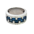 18K White Gold 2.25ctw Blue Sapphire and 0.34ctw Diamond Ring