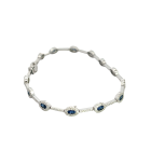 18K White Gold 1.40ctw Blue Sapphire and 1.40ctw Diamond Bracelet