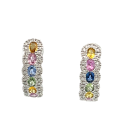 14K White Gold 1.87ctw Multi Sapphire and 0.29ctw Diamond Earrings