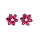 14K White Gold 2.00ctw Ruby and 0.40ctw Diamond Earrings