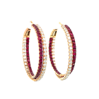 18K Yellow Gold 2.45ctw Ruby and 2.25ctw Diamond Earrings