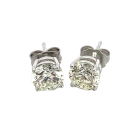 14K White Gold 2.03ctw Diamond Stud Earrings GIA Round 1.02 KSI1 EXEXEX Medium, GIA Round 1.01 KSI1 EXEXEX Medium