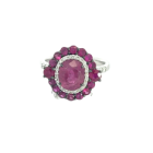 18K White Gold Ring with 0.62ctw Diamonds and 3.09ctw Rubies