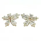 14K Yellow Gold 4.26ctw Diamond Flower Earrings