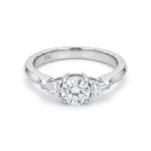 18K White Gold 1/1ctw Diamond 3-stone Round and Pear Ring