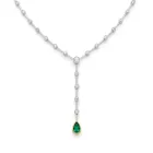 18K White and Yellow Gold 1/1ctw Diamond and Emerald dangle Necklace