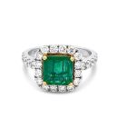 18K White Gold .91ctw Diamond and 2.275ct Emerald Center