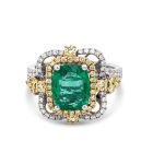 18K White and Yellow Gold 1.04ctw Diamond Emerald 2.15ct center