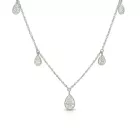 14K White Gold 1.79ctw Pear Diamond 5-Stone Dangle Necklace with 0.81ct Pear Shape Center