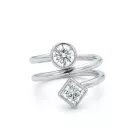 14K White Gold 1.49ctw Diamond Triple Band Ring GIA 2235923578 Round .76 EI1 EXEXEX None, GIA 2235920591 Princess .73 ESI2 GDFA None