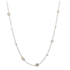 14K White Gold 3.89ctw Diamond by the Yard Mix Shape Necklace 18" 20 stations