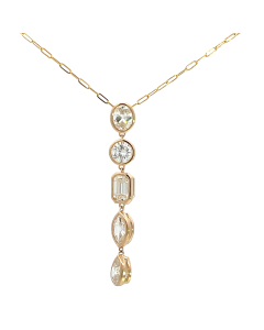 14K Yellow Gold 2.08ctw Diamond Mix Shape Bezel Dangle Pendant