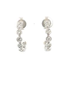 14K White Gold 1 1/4ctw Diamond Bezel J Hoops