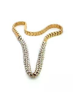 18K Yellow Gold 20/1ctw Diamond and Link Chain Necklace