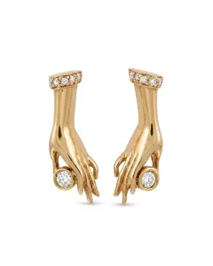 14K Yellow Gold 1/2ctw Diamond Hand Earrings