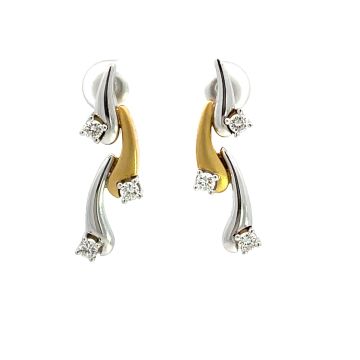 18K White and Yellow Gold 1/2ctw Diamond Drop Earrings
