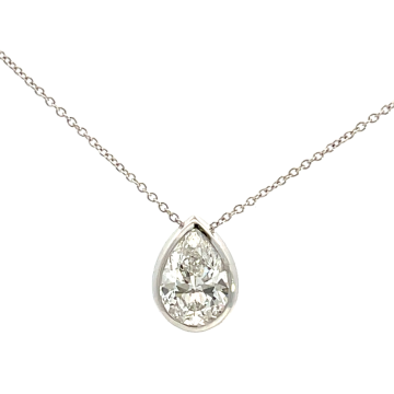 18K White Gold with GIA 6237677224 2.01 Pear DVS2 EXVG Faint Bezel slide pendant
