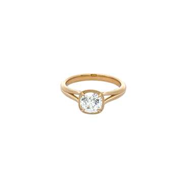 18K Yellow Gold 1.09ct Old Mine Cut Solitaire Bezel Ring HVS2