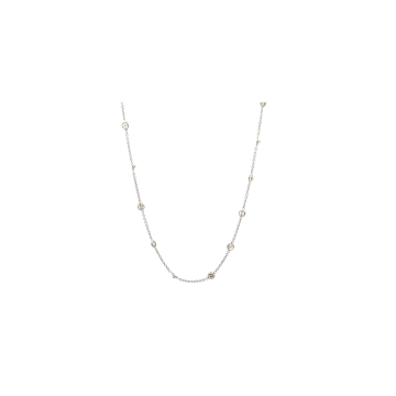 14K White Gold 2.56ctw Diamond by the Yard Necklace 18" 20 stations