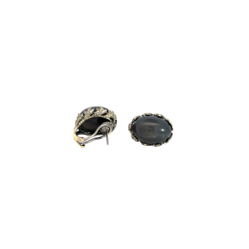 18K White Gold 2/1ctw Mix color Diamond and Moonstone Earrings
