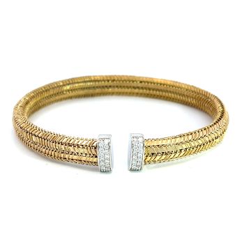 Roberto Coin 18K Yellow and White Gold 1/2ctw Diamond Woven Bangle Bracelet