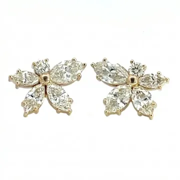 14K Yellow Gold 4.26ctw Diamond Flower Earrings