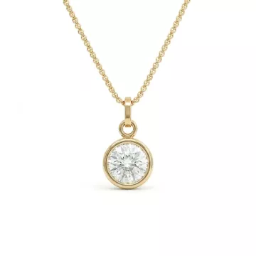 14K Yellow Gold 2.44ctw Diamond Solitaire Pendant GIA 5232572282 Circular Brilliant 2.44 LVS1 GDFA Faint