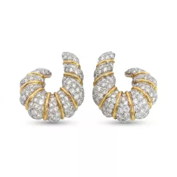 18K Yellow Gold and White Gold 7/1ctw Pave Earrings