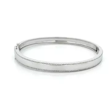14K White Gold 1/1ctw Diamond Bangle Bracelet