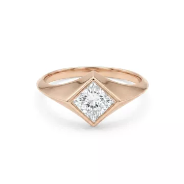 14K Yellow Gold 1.03ct Princess Diamond Knife Edge ring size 6.5