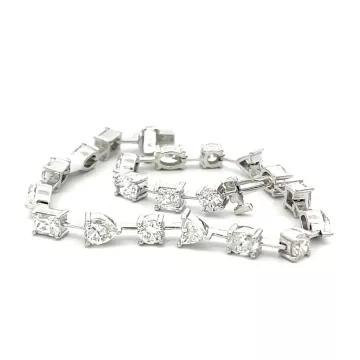 14K White Gold 7.56ctw Fancy Shape Diamond Bracelet 21 stones