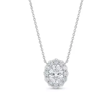 18K White Gold 1.47ctw Diamond Pendant with GIA 13551491 1.02 Oval DVS2 GDGD None center