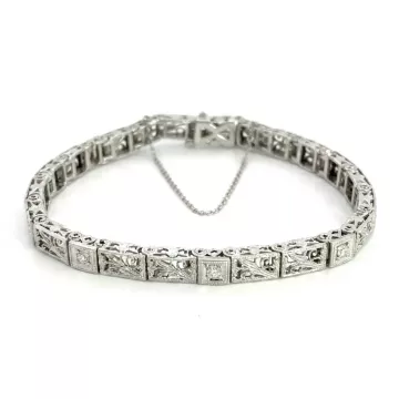 14K White Gold .15ctw Diamond Vintage Bracelet